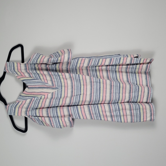 For Cynthia striped tunic linen blend cold shoulder top blouse - Picture 5 of 5